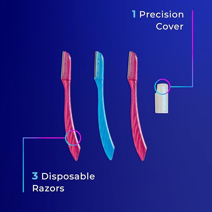 Schick Hydro Silk Touch-Up Dermaplaning Tool with Precision Cover, 3ct | Dermaplane Razor, Face Razors for Women, Peach Fuzz Remover