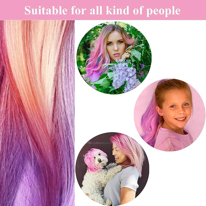 MSDADA New Hair Chalk Comb Temporary Hair Color Dye for Girls Kids with Light Color Hair, Washable Hair Chalk for Girls Age 4 5 6 7 8 9 10 Birthday Cosplay DIY, Easter Stocking Suffer (Pink)