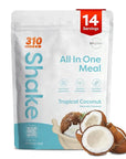310 Nutrition All-In-One Meal Replacement Shake Powder - Plant-Based Protein Smoothie Blend w/High Fiber, Probiotics & Adaptogens - Low Carb, Vegan, Keto & Paleo Friendly - Tropical Coconut - 14 Srv