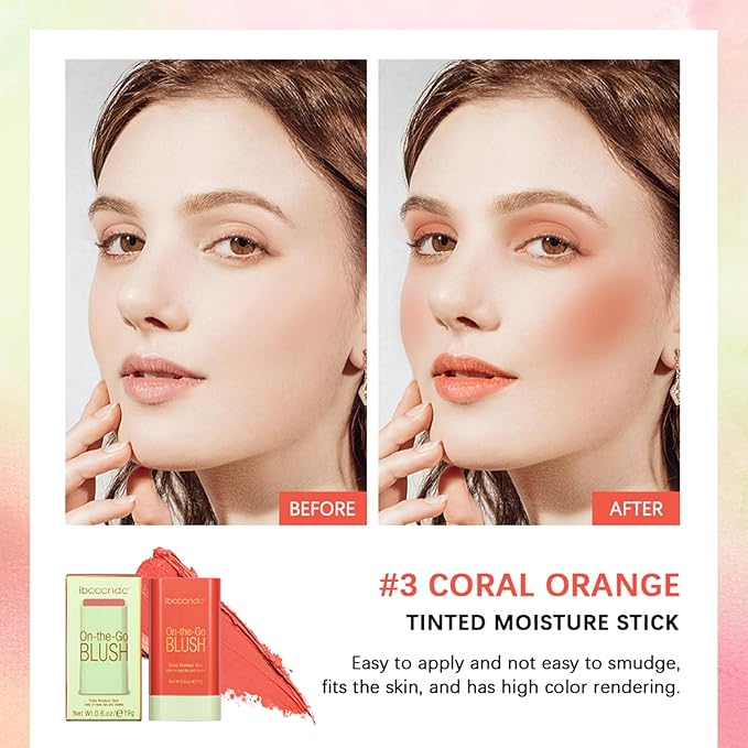 MEICOLY Multi Use Makeup Blush Stick,On-the-Go 2-in-1 Lip