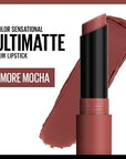 MAYBELLINE Color Sensational Ultimatte Matte Lipstick, Non-Drying, Intense Color Pigment, More Mocha, Mid-Tone Mauve, 1 Count (Pack of 2)