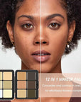 12 Colors Cream [Contour Concealer Foundation] Makeup Palette for Cheeks - All in One Makeup Palette Kit with Brush, Natural Matte Long Wearing, Waterproof Blendable Face Make Up Pallete (#03)
