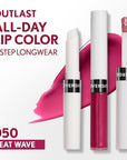 COVERGIRL Outlast All-Day, 050 Heat Wave, Lip Color, 24-Hour Wear, Hydrating Balm, Kiss-Proof, Moisturizing, Vegan Formula, 0.07oz/0.08oz