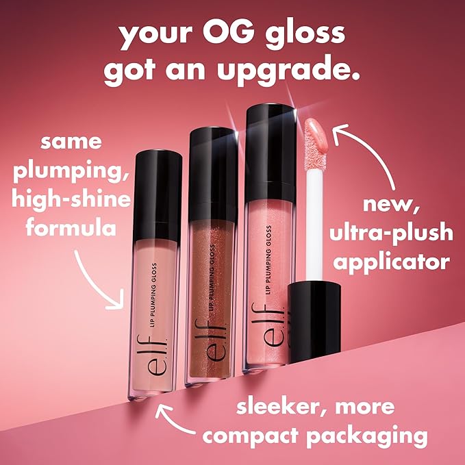 e.l.f. Lip Plumping Gloss, High-Shine Sheer Color, Hydrates & Creates Fuller Lips With Vitamin E, Vegan & Cruelty-Free, Pink Paloma, 0.1 Fl Oz
