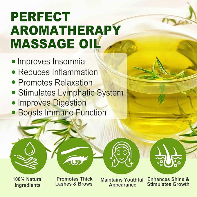 Rosemary Oil for Hair Growth, 100% Natural Cold Pressed Rosemary Hair Oil, Multipurpose Rosemary Essential Oils for Skin, Aromatherapy for Women & Men