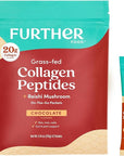 Further Food Chocolate Collagen Peptides Powder Stick Packs, Grass-Fed Pasture-Raised Hydrolyzed Type 1 & 3 Protein, Gut Health + Joint, Hair, Skin, Nails, Paleo Keto Sugar-Free 9.74 oz