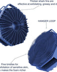 iTOKGOK® Premium 2-in-1 Silver-Infused Silicone Body Scrubber, Double-Sided Design Body Brush Silicone Body Scrubber Exfoliating Body Brushes for Sensitive Skin for Showering, Silicone Loofah - Blue