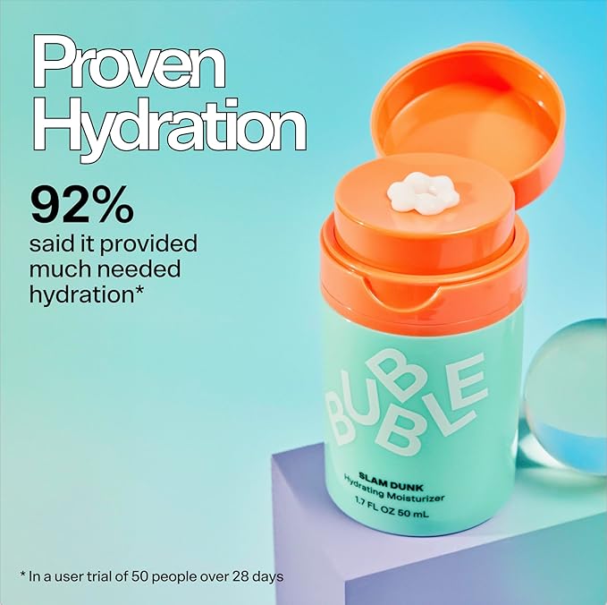 Bubble Skincare Slam Dunk Bundle - Hydrating Face Cream for Dry Skin Made with Vitamin E + Aloe Vera Juice for a Glowing Complexion - Skin Care with Blue Light Protection (50ml + 10ml, 2 Count)