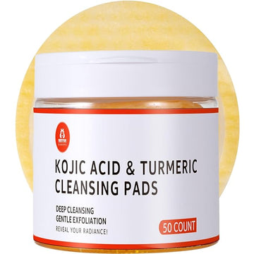 Turmeric Kojic Acid Cleansing Pads: Dark Spot Remover & Skin Brightening Exfoliating Pads – Gentle Turmeric Facial Pad for Even Skin Tone, Radiant Complexion – 50PCS