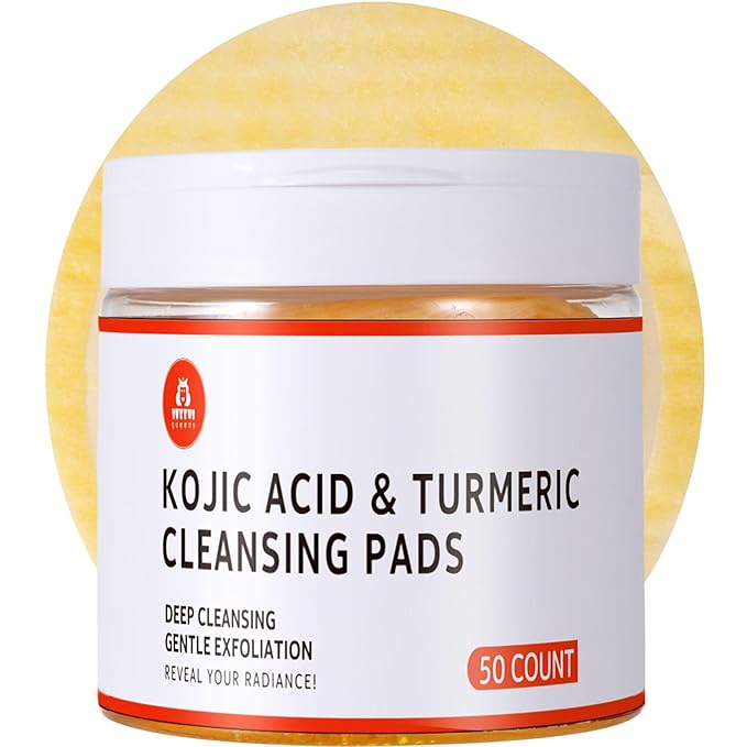 Turmeric Kojic Acid Cleansing Pads: Dark Spot Remover & Skin Brightening Exfoliating Pads – Gentle Turmeric Facial Pad for Even Skin Tone, Radiant Complexion – 50PCS