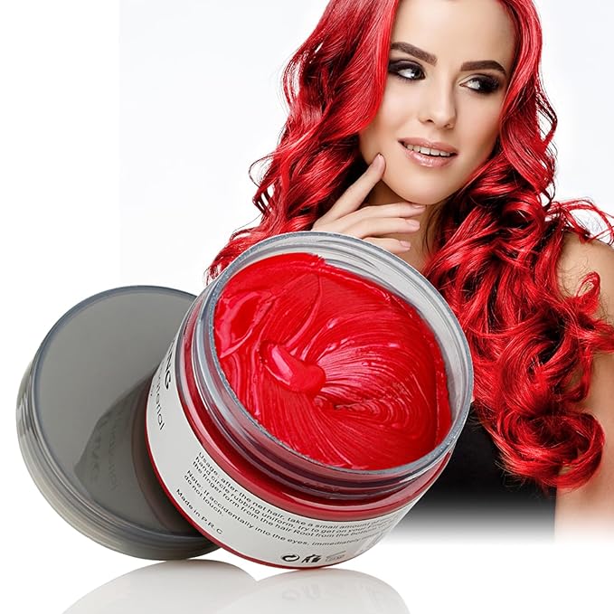 Red Temporary Hair Color Wax Spray - Hair Styling Clay 4.23 oz, Easy Washout for Halloween Cosplay, Party (Red)