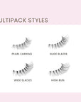 KISS The New Natural, False Eyelashes, 'Wide Slacks', 12 mm, Includes 4 Pairs Of Lashes, Contact Lens Friendly, Easy to Apply, Reusable Strip Lashes