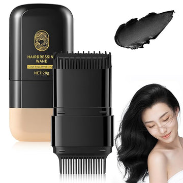 2-in-1 Hair Color Stick & Comb, Waterproof and Sweat-Proof Hair Dye Comb, Instant Convenient Root Touch Up for Gray Hair, Touch up Comb for Women & Men (Black)