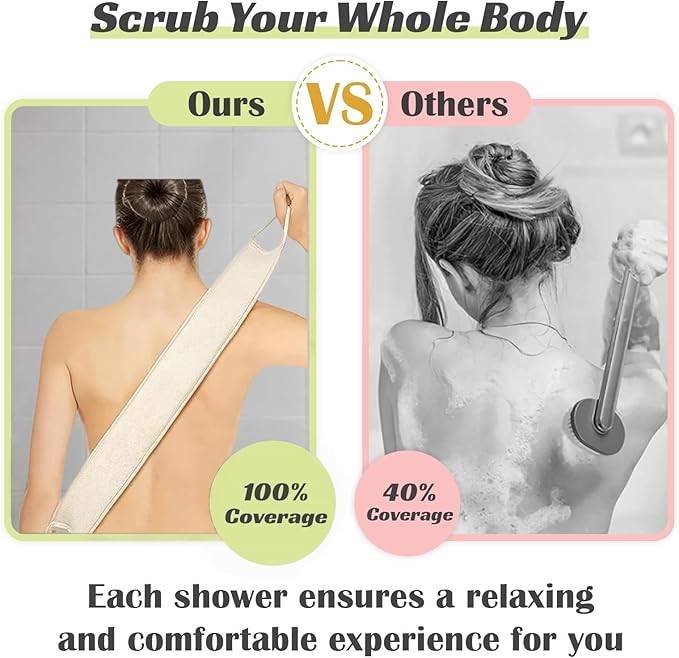 Natural Loofah Sponge Back Scrubber for Bath Shower, Exfoliating Body Scrubber, Shower Loofah Scrubber for Men and Women, Bath Sponge, Body Scrub, to Clean Your Body Deeply, Invigorate Your Skin