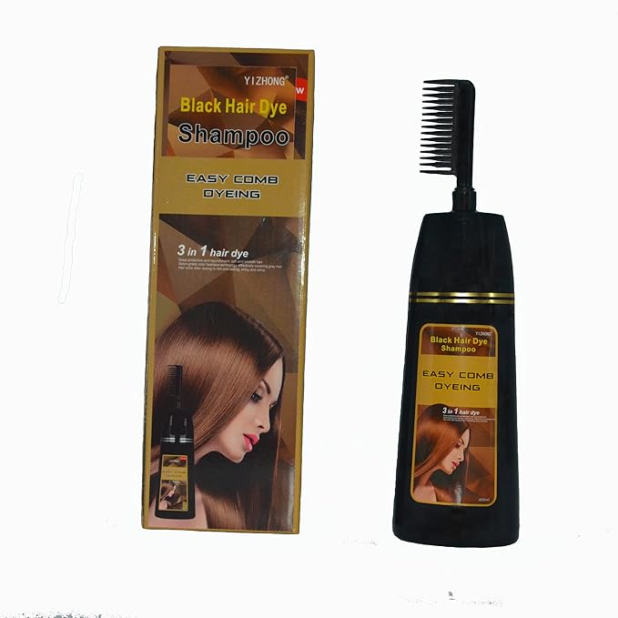 Black Hair Dye Shampoo YIZHONG  Hair Dye permanent For Women & Men Hair 3 In 1 Long Lasting Results (Instant Black
