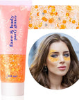 MEICOLY Orange Face Body Glitter,Sparkling Hair Face Glitter Gel,Mermaid Sequins Face Paint Glitter Autumn Makeup,Halloween Festival Rave Accessories Makeup,Party Body Glitter Gel for Women Kids,50ml
