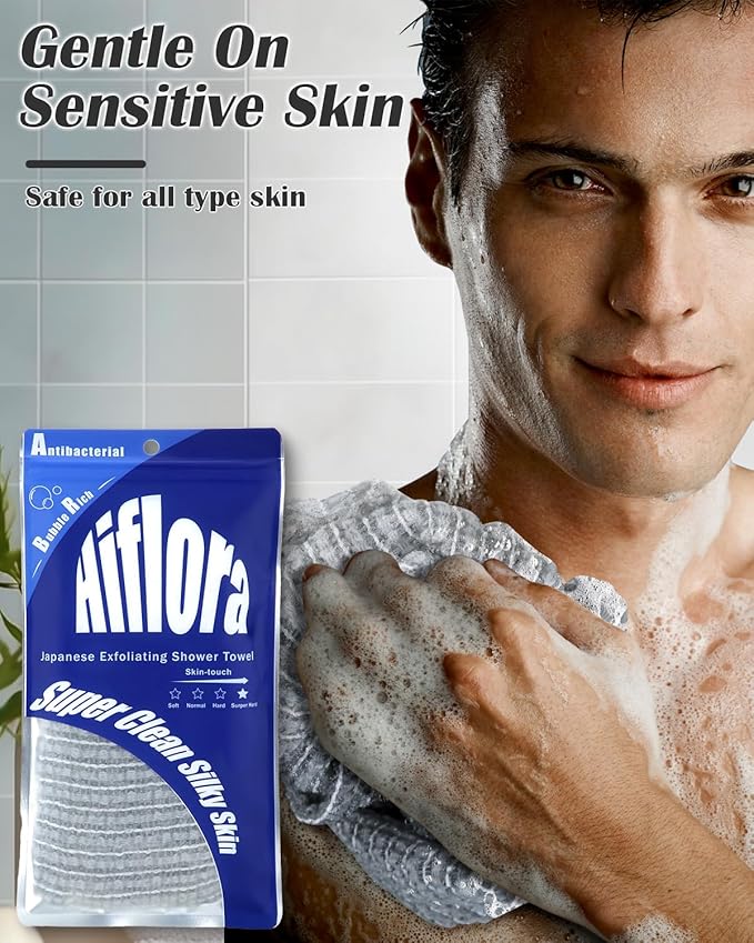 3D Wave Weave Japanese Exfoliating Washcloth, Intense Exfoliating Back Scrubber for Shower, Extra-Rough Body Scrub Towel, Korean Style, Volcano (Extra-Hard)