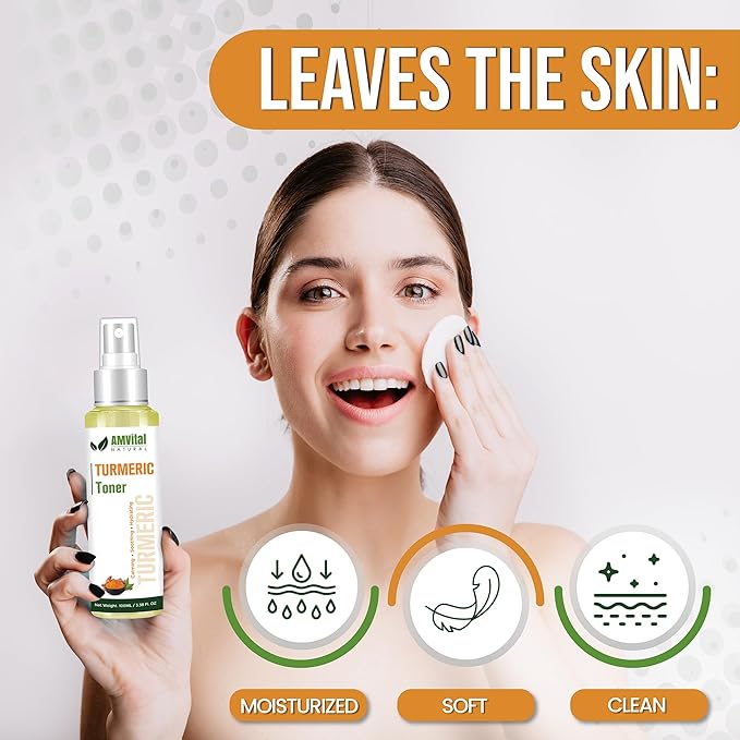 AMVital Turmeric Toner for Oily Skin - Natural Dark Spot Solution - Effective for Dark Spots and Acne - Revitalize and Balance with Herbal Ingredients