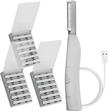 SPA SCIENCES - SIMA Patented Dermaplane Razor for Women Face – Painless 2-in-1 Facial Exfoliation & Peach Fuzz Hair Removal – Anti-Aging – 3 Speeds – Rechargeable – 21 Weeks Treatment