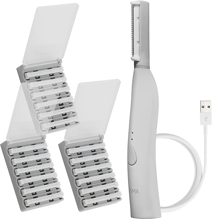 SPA SCIENCES - SIMA Patented Dermaplane Razor for Women Face – Painless 2-in-1 Facial Exfoliation & Peach Fuzz Hair Removal – Anti-Aging – 3 Speeds – Rechargeable – 21 Weeks Treatment