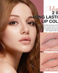 Kaely 2-in-1 Matte Lipstick and Lip Liner, Liquid Lip Stain Makeup for women Long Lasting Waterproof Smudge Proof, labiales matte mate larga duracion listip 24 hours originales, 56 Bright Nude