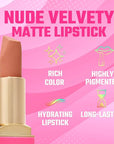 Juvia's Place The Nude Velvety Matte Lipstick Libra - Long-lasting Lipstick, Rich-Color Lip Makeup, Creamy with Matte Finish, Beauty & Lip Products