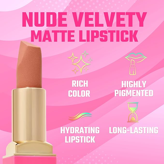 Juvia's Place The Nude Velvety Matte Lipstick Libra - Long-lasting Lipstick, Rich-Color Lip Makeup, Creamy with Matte Finish, Beauty & Lip Products