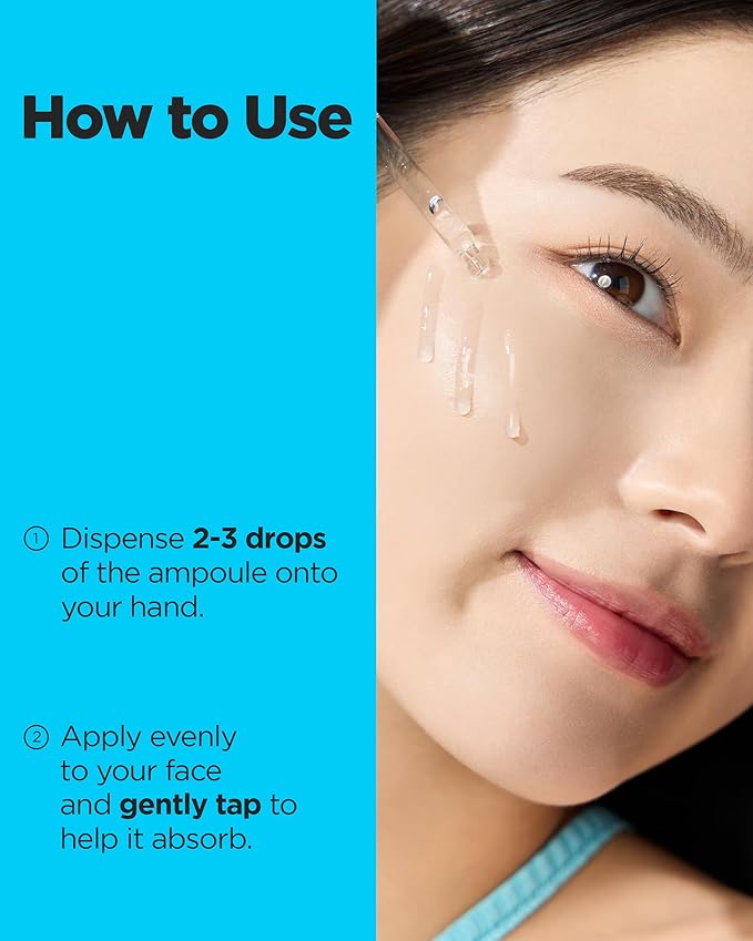 WELLAGE Real Hyaluronic Blue Ampoule 100, Fragrance Free Hyaluronic Acid Ampoule, Hydrating Non Sticky Serum for Sensitive Dry Skin, 2.54 fl.oz