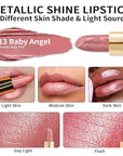 Oulac Light Pink Lipstick for Women with Metallic 3D Shine Lightweight Hydrating Formula, High Impact Lip Color, Vegan Beauty, Full Coverage Lip Makeup, Christmas Gifts for Women, Baby Angel(13)