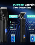 Soonsell Hair Clippers for Men T-Blade Trimmer Set,Man Professional Cordless Barber Clippers Set,Blade Close Cutting Beard Trimmer,LED Display（Black）