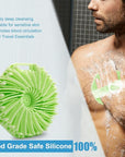 Silicone Body Scrubber, Exfoliating Shower Scrubber, Non-Slip Handle for Easy Cleaning, Travel Friendly (Green)