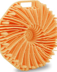 Silicone Body Scrubber，Exfoliating Body Scrubbers for use in Shower,Silicone Body Brush for Showering and Anti-Slippery Handles for All Skin Types(Orange)