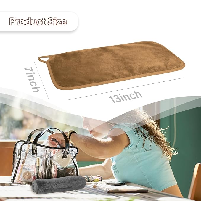 Nugilla Makeup Remover Cloths, 8 Packs Makeup Remover Towels Reusable Face Wash Cloth, Soft Microfiber Face Cloth for Women(Light Brown)