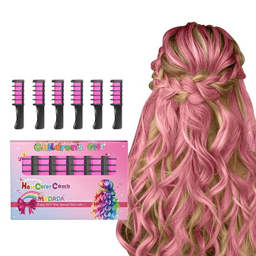 MSDADA New Hair Chalk Comb Temporary Hair Color Dye for Girls Kids with Light Color Hair, Washable Hair Chalk for Girls Age 4 5 6 7 8 9 10 Birthday Cosplay DIY, Easter Stocking Suffer (Pink)
