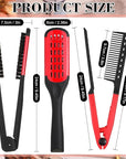 CHENGU 2 Pcs Straightening Comb For Hair, Boar Bristles Clamp Double Sided Brush Hair Straightening Brushes Comb Flat Iron Styling for Knotty Unkempt(Black, Red)