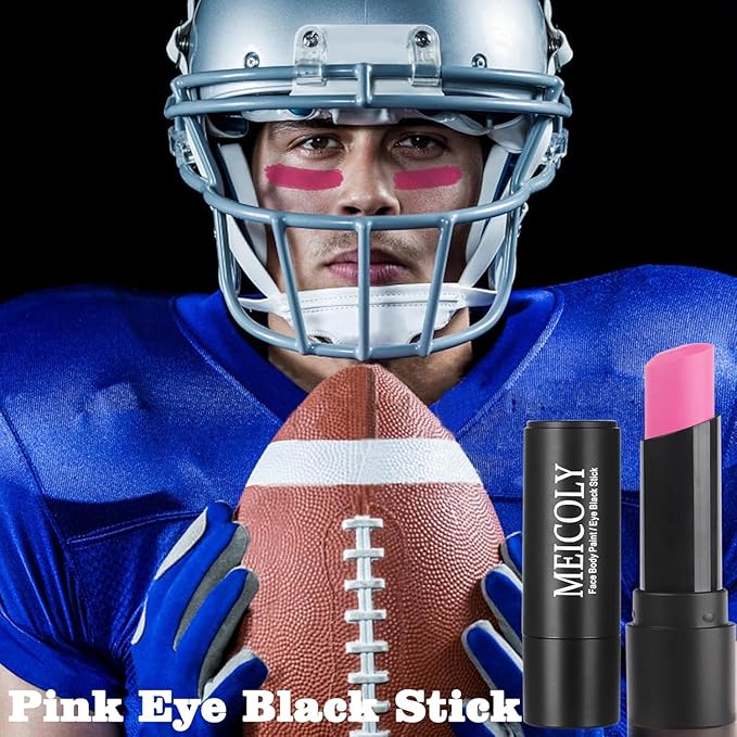 MEICOLY 3Pcs Pink Face Body Paint Stick for Halloween SFX Cosplay Makeup,Pink Accessories for Spirit Week,Eye Black Stick,Sweat Proof Waterproof Eye Black Baseball Softball Football Lacrosse