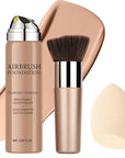 Airbrush Foundation Makeup Spray, Long Lasting Waterproof Full Coverage Foundation for Brighten, Concealer and Hydrating, Natural Matte Finish, Brush and Makeup Sponge Include, 2.36oz (#1 Natural)