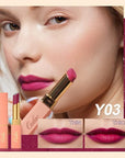 Oulac Creamy Matte Lipstick for Women, Lipstick & Blush Duo, Magenta Soft Satin Finish Lipsticks with Moisturising Formula, Rich Color Lightweight Lip Balm, Rose Oil,Vegan & Cruelty-Free| 3.6g (Y03)