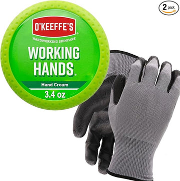 Idea Shop USA O’Keeffe Working Hands Cream 3.4oz + Work Gloves Bundle – Moisturizing Lotion for Dry, Cracked Hands with Protective Gloves for Gardening, Cleaning, DIY, and Everyday Hand Care