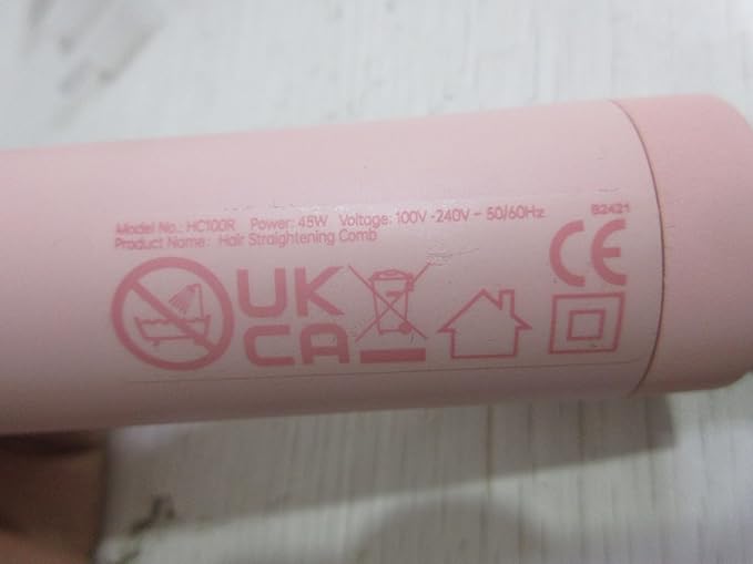 Hair Straightener Brush, TYMO Ring Hair Straightener Comb Straightening Brush for Women with 5 Temps 20s Fast Heating & Dual Voltage, Pink