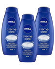 Nivea Bath Cream Body Wash, Creme Care Original Scent - 25.36 Ounce (750ml) x Pack of 3