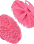 INNERNEED Food-Grade Soft Silicone Body Scrubber Shower Brush Handheld Cleansing Skin Brush, Gentle Exfoliating and Lather Well (Pink)