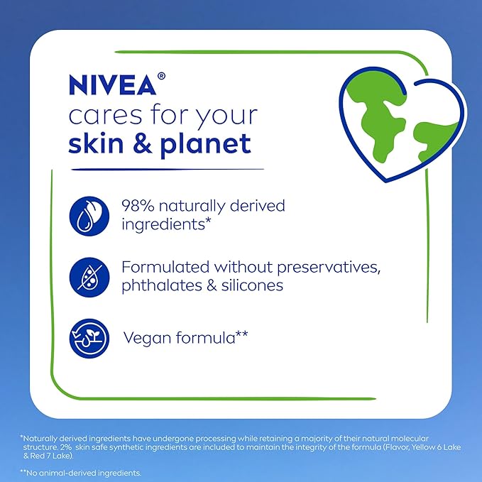 NIVEA Peach Lip Care, Tinted Lip Balm Pack with Shea Butter, Nourishing Oils and Vitamin C & E, 3-in-1 Moisture, Repair and Color, 0.17 Oz Stick, Pack of 4