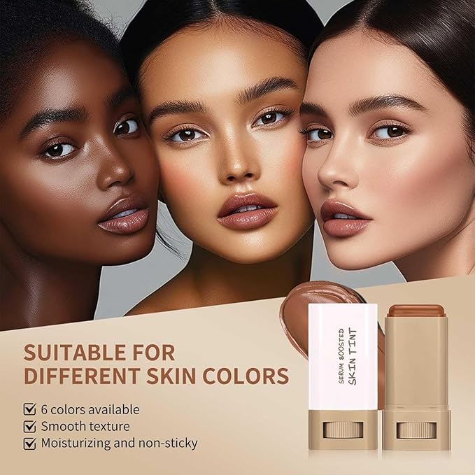 2pcs Foundation Stick with Beauty Balm Serum, Tinted Moisturizing Face Contour, Natural Finish Makeup (1, 1)