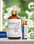 HIQILI Jasmine Essential Oil, Pure & Natural Jasmine Oil for Diffuser, Perfume, Shampoo, Aromatherapy