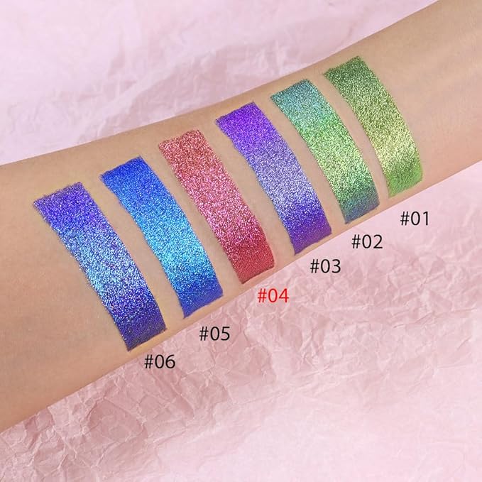 AMY'S DIARY Duochrome MultiChrome Chameleon Liquid Metallic Eyeshadow, High-Impact Multi-Dimensional Finish,Pink Red Silky Smooth and High Pigment Holographic Glitter Eyeshadow Makeup (04#)