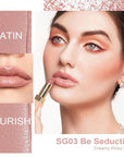 Oulac Nude Lipsticks for Women, Pink Matte Lip Stick, Full Coverage Lip Color, Satin Matte Finish, Cream Texture, Hydrating, Infused with Hyaluronic Acid, Vegan & Clean Beauty 4g SG03 Be Seductive