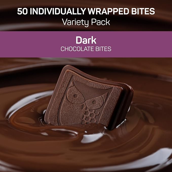 AWAKE - Caffeinated Chocolate Bites - Dark Chocolate, 50 Bites - 50mg Caffeine - Individually Wrapped Energy Bites - Coffee Alternative - Fairtrade, Gluten Free, Non GMO - 0.48oz
