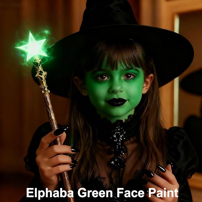 MEICOLY Green Face Body Paint,Halloween SFX Witch Makeup Elphaba Costume Face Paint,Camouflage Gamora Hunting Hulk Body Paint for Adults and Kids,St. Patrick’s Day Face Paint Makeup Accessories