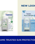 Coppertone Pure and Simple Mineral Sunscreen Stick SPF 50, Water Resistant, Hypoallergenic, Face Sunscreen with Broad Spectrum UVA/UVB Protection, 0.49 oz Stick